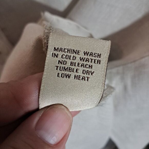 XCVI Top Womens Medium Oatmeal Popover Boho Peasant Lagenlook Gauze Linen Boxy - Picture 9 of 12